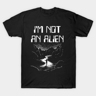 linocut style i'm not an alien T-Shirt